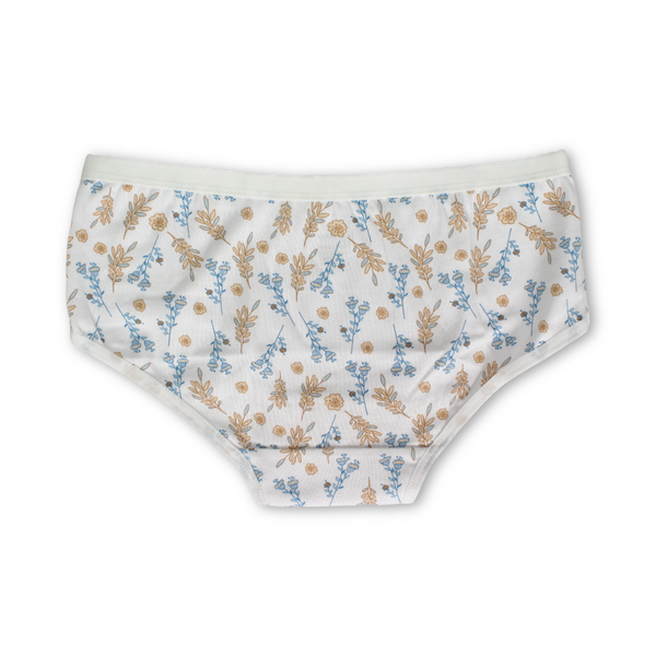 Girls Cotton Pantie – Off-White with Floral Print