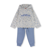 Boys Cotton Hooded Pajama – Grey with "We Dive Among the Stars" Print