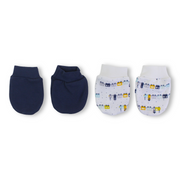 Baby Boys Cotton Hand Mittens – Navy & Off-White (Pack Of 2)