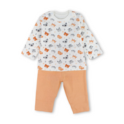 Baby Boys Cotton Pajama – Off-White with Animals Print