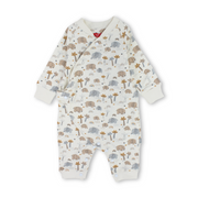 Baby Boys Cotton Footless Onesie – Off-White with Elephants Print