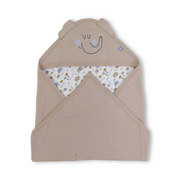 Cotton Baby Blanket – Beige with Elephant Print