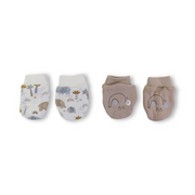 Baby Boys Cotton Hand Mittens – Beige & Off-White (Pack Of 2)