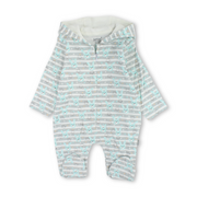 Baby Boys Cotton Hooded Baby Footie – Grey with Rabbits Print