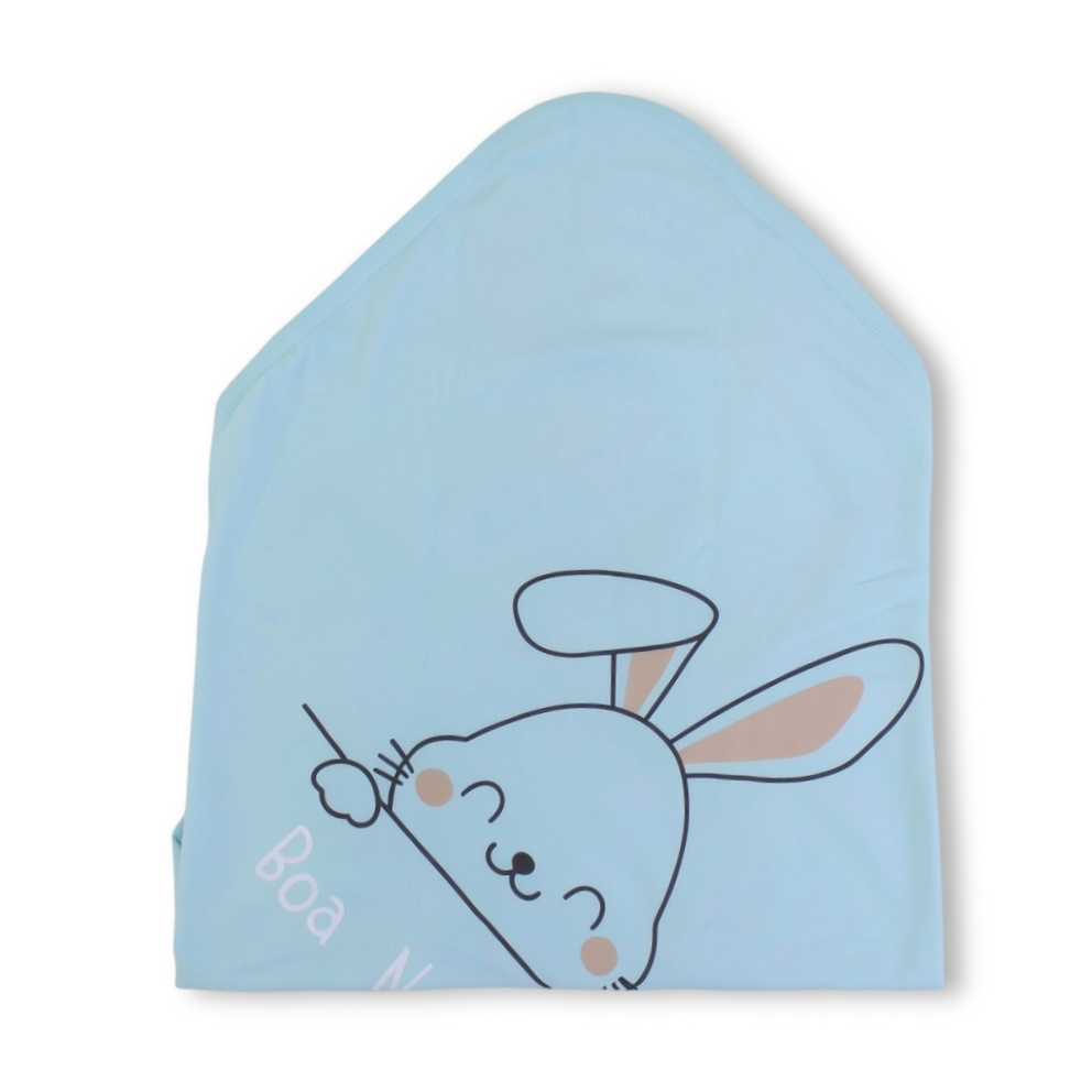 Baby Hooded Blanket – Baby Blue with Bunny Print