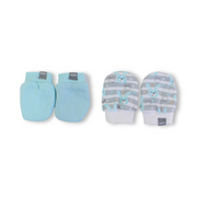 Baby Boys Cotton Hand Mittens – Aqua & Grey (Pack Of 2)