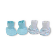 Baby Boys Cotton Footies – Aqua & Grey (Pack Of 2)