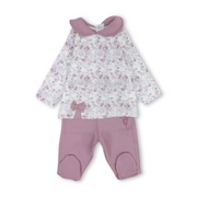 Baby Girls Cotton Pajama – Dusty Pink with Flowers Print