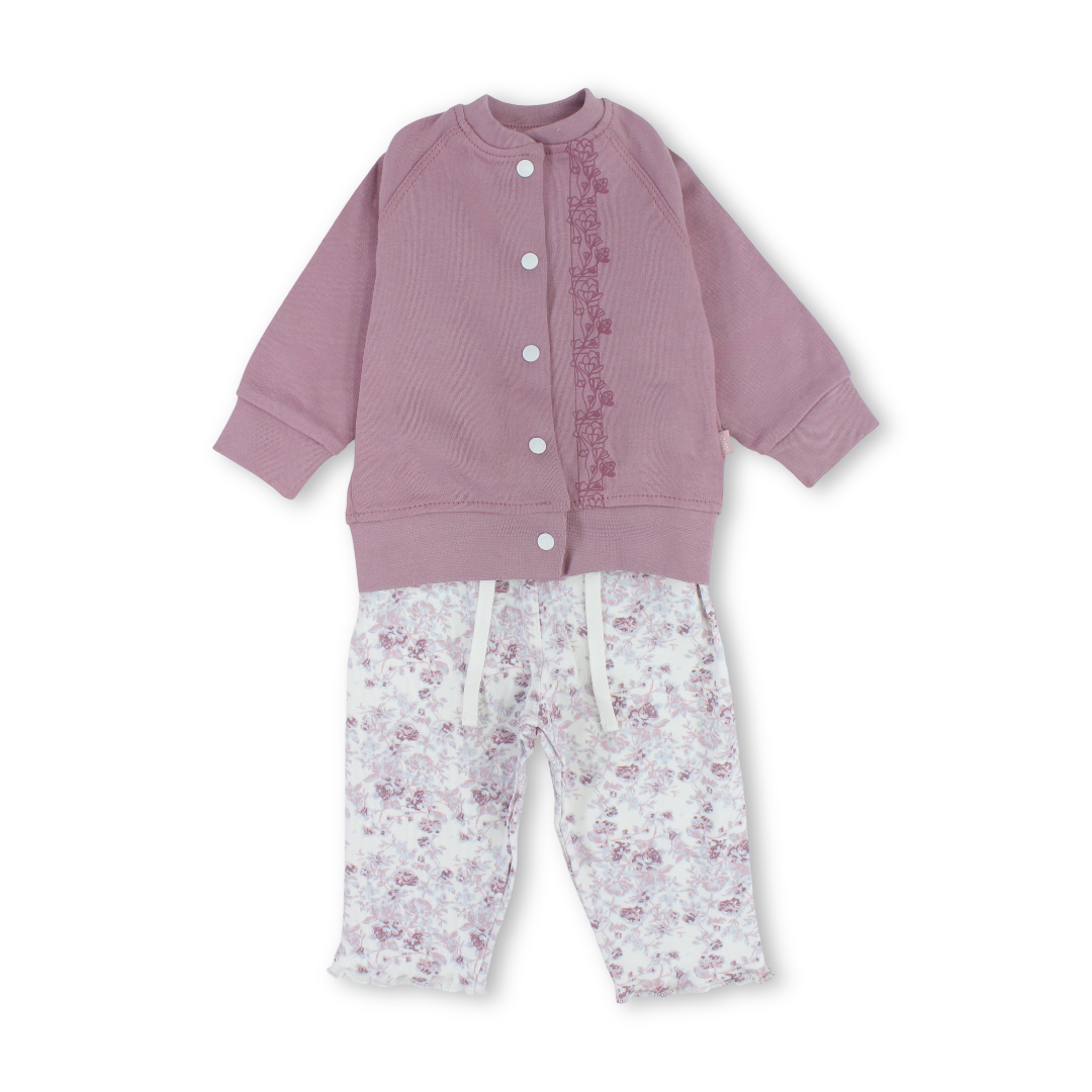 Baby Girls Cotton Pajama – Dusty Pink with "A Queen Born to Be Unique" Print