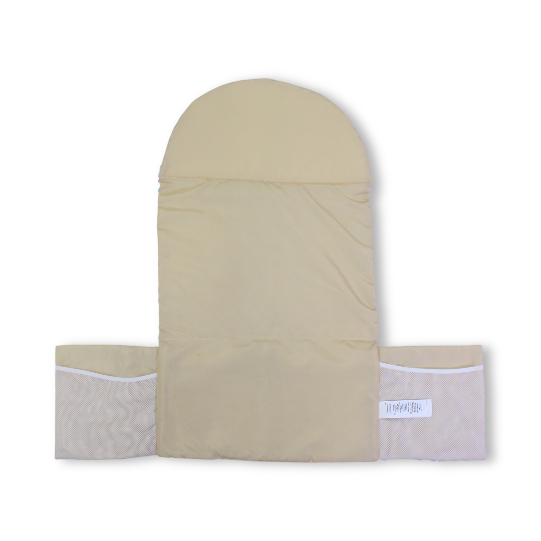 Baby Portable Mattress – White & Baby Blue Animal Print