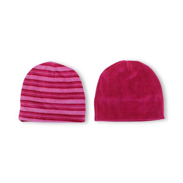 Baby Girls Velvet Beanie – Fuchsia (Pack Of 2)