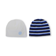 Baby Boys Velvet Beanie – Off-White & Blue (Pack Of 2)