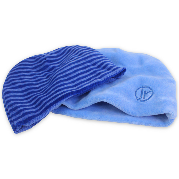 Baby Boys Velvet Beanie – Baby Blue & Blue (Pack Of 2)