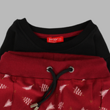 Black/Red Long-Sleeved Fleeced Pajama