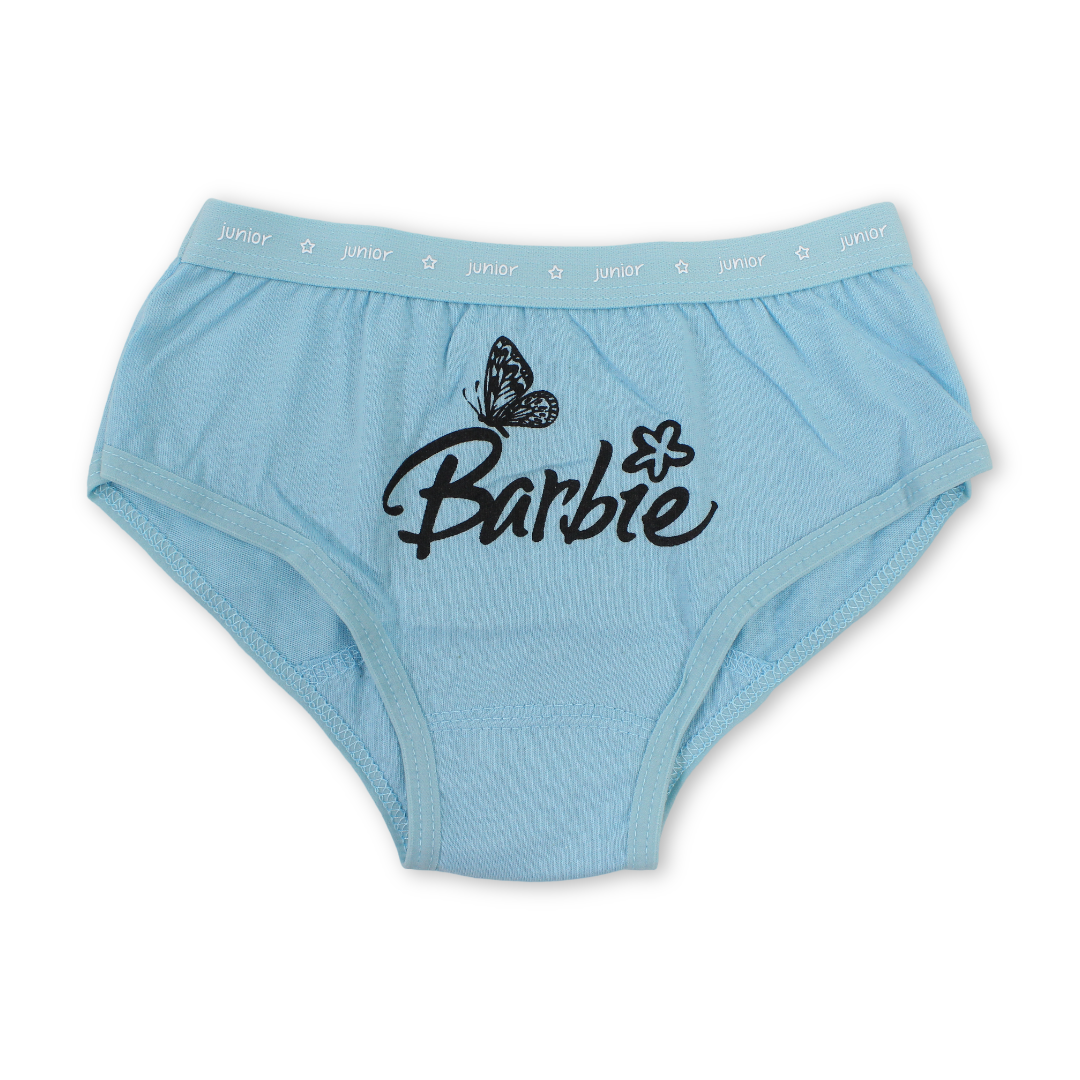Girls Cotton Pantie – Aqua with Barbie Print