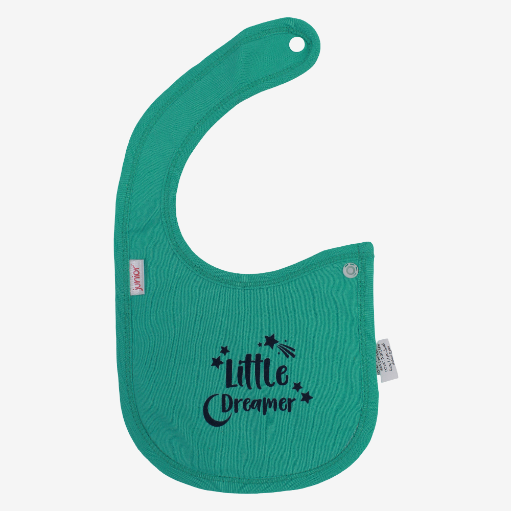 Baby Bib – Turquoise with "Little Dreamer" Design