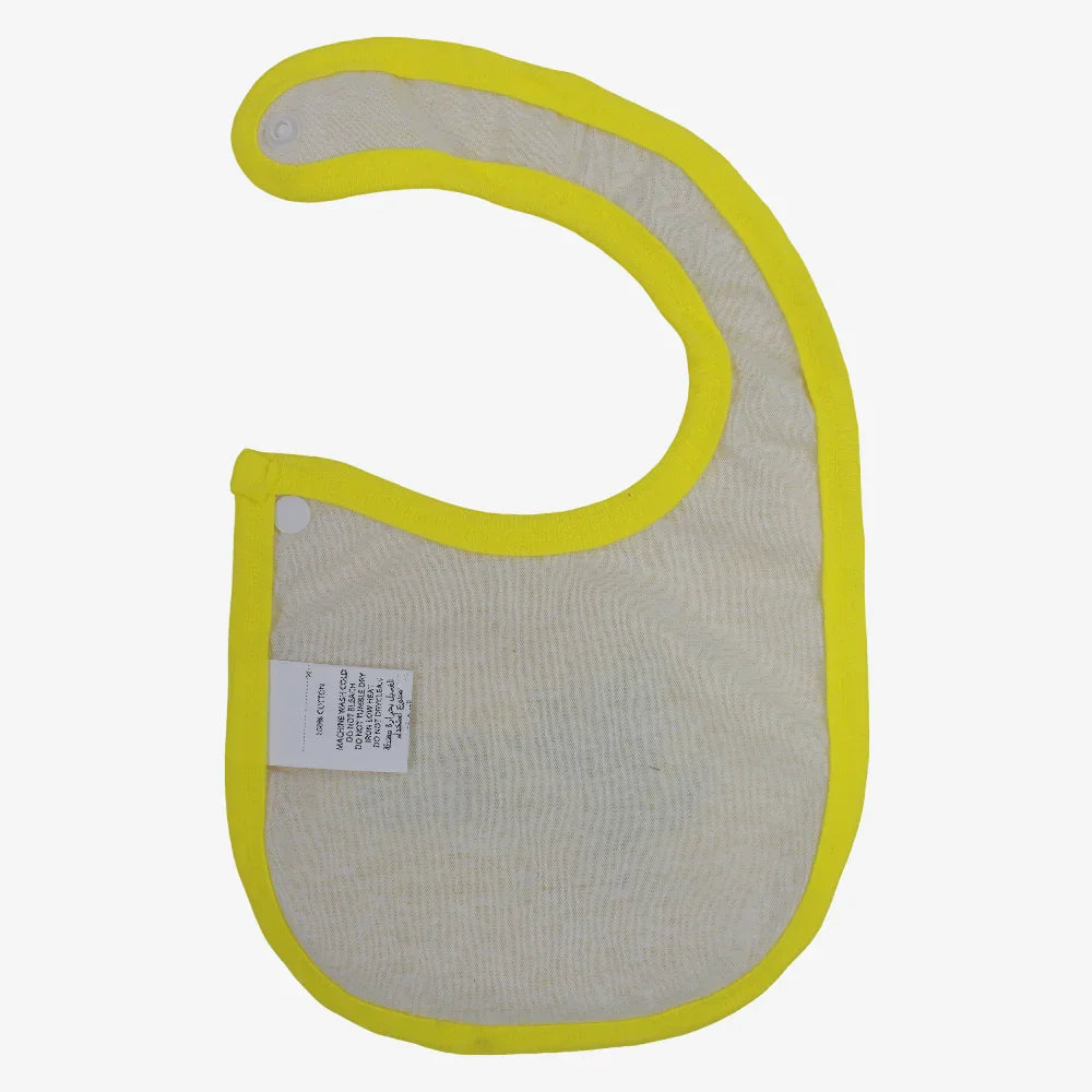 Baby Cotton Bib – Yellow with "Cool Summer" Design