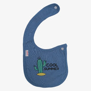 Baby Cotton Bib – Indigo with "Cool Summer" Design