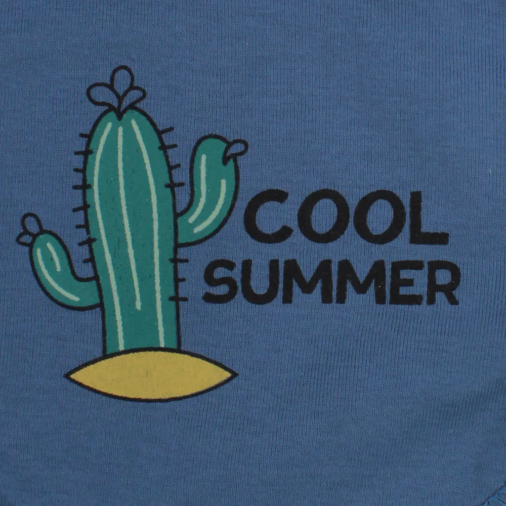 Baby Cotton Bib – Indigo with "Cool Summer" Design