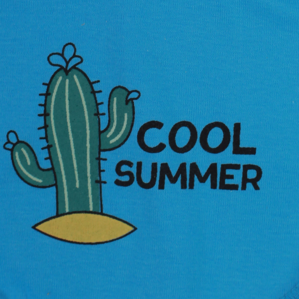Baby Cotton Bib – Turquoise with "Cool Summer" Design