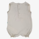 Baby Girls Cotton Romper – Beige with Floral Design