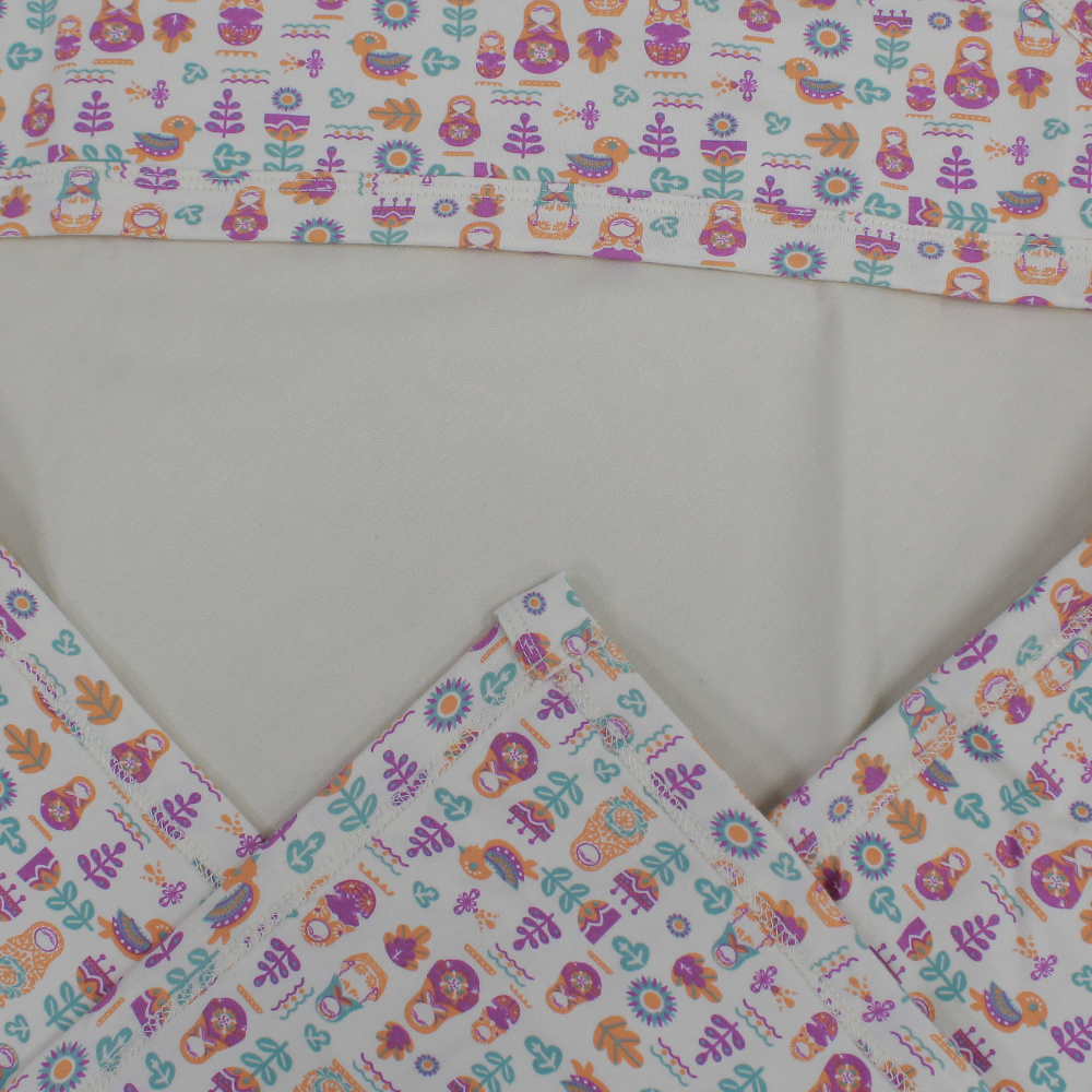 Baby Girls Cotton Blanket – Beige with Floral Print