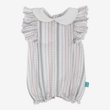 Baby Girls Cotton Romper – Off-White with Striped