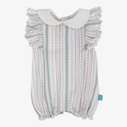 Baby Girls Cotton Romper – Off-White with Striped