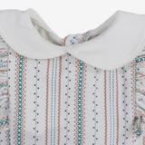Baby Girls Cotton Romper – Off-White with Striped