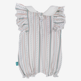 Baby Girls Cotton Romper – Off-White with Striped
