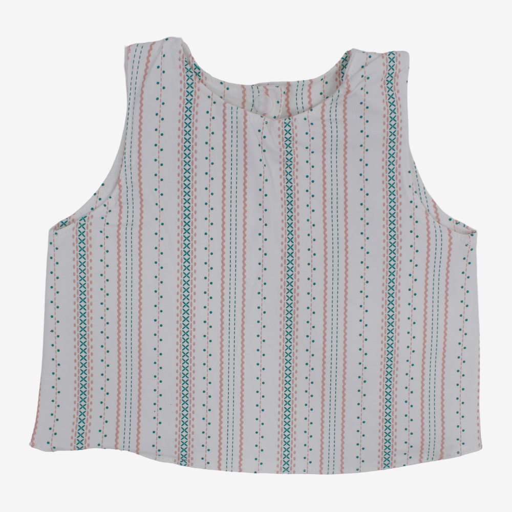 Baby Cotton Bib – Off-White with Vertical Stripes