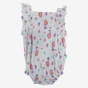 Baby Girls Cotton Romper – Off-White with Mermaid Design