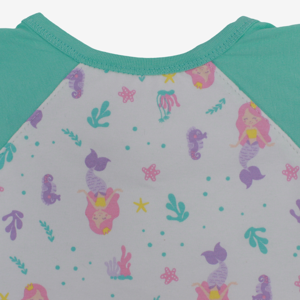 Baby Cotton Bib – Off-White with Mermaid Design