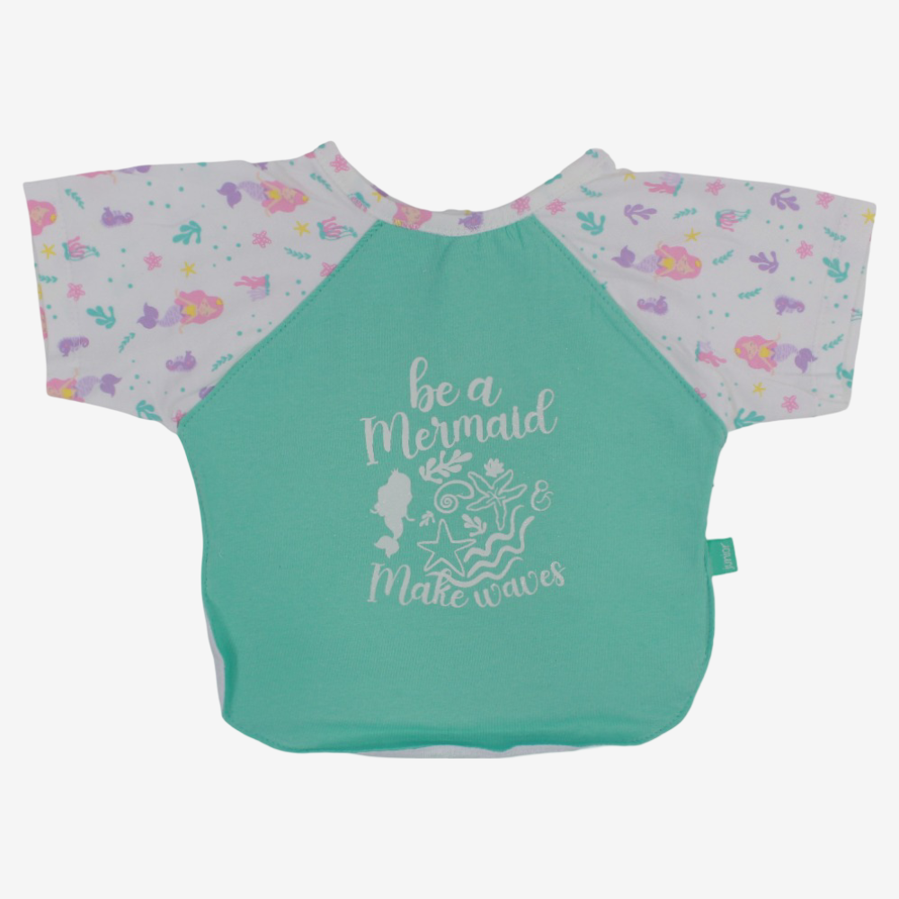 Baby Cotton Bib – Aqua with Mermaid Design