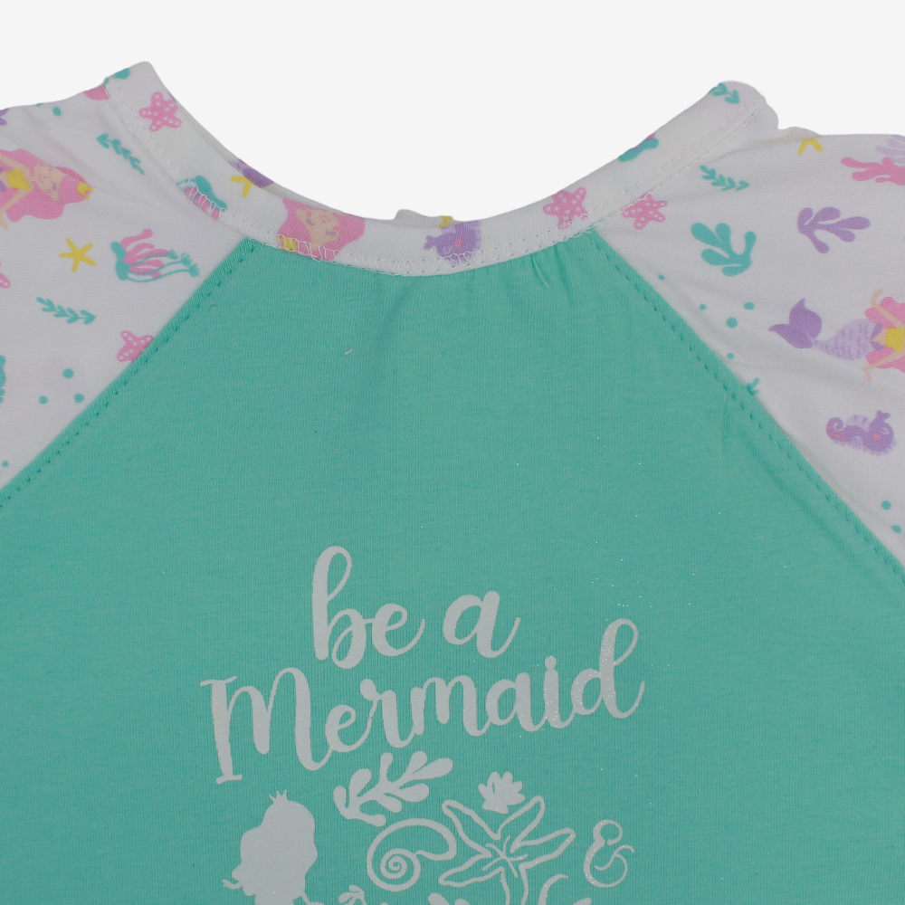 Baby Cotton Bib – Aqua with Mermaid Design