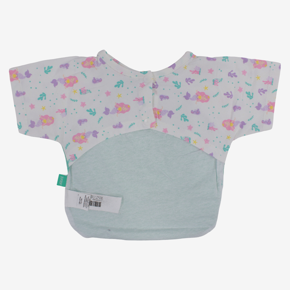 Baby Cotton Bib – Aqua with Mermaid Design