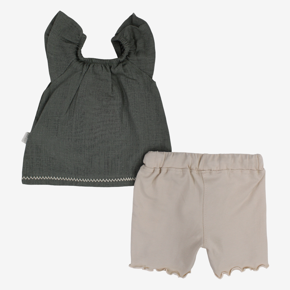 Baby Girls Cotton Pajama Set – Grey with “Free Soul” Design