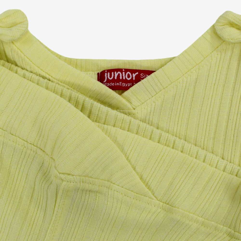 Girls Cotton Ribbed Sleeveless Pajama – Yellow
