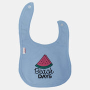 Unisex Baby Cotton Bib – Light Blue “Beach Days”