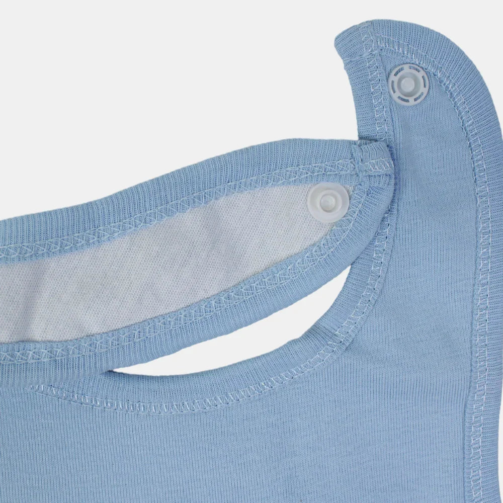 Unisex Baby Cotton Bib – Light Blue “Beach Days”