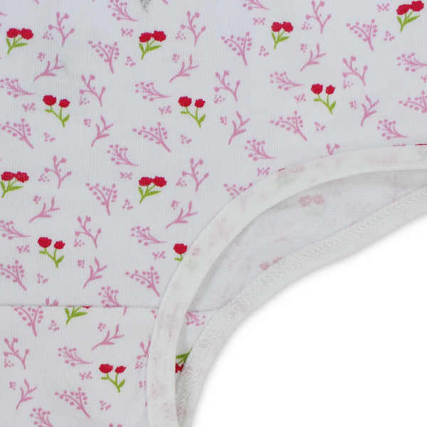 Girls Cotton Pantie – Off-White with Flowers Print
