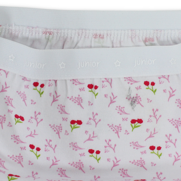 Girls Cotton Pantie – Off-White with Flowers Print