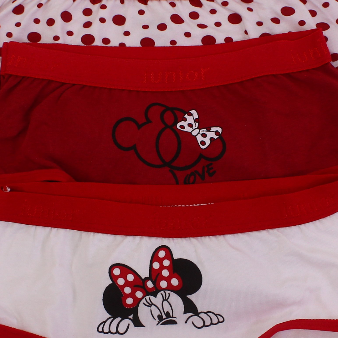 Girls Cotton Pantie – Red with Minnie Mouse Print (Pack of 3)
