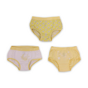 Girls Cotton Pantie – Yellow with Flowers Print (Pack of 3)