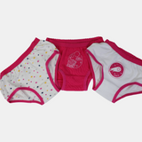 Girls' Cotton Panties – Fuchsia Space Design (Pack of 3)