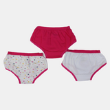 Girls' Cotton Panties – Fuchsia Space Design (Pack of 3)