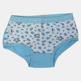 Girls' Cotton Panties – Light Blue Floral Design