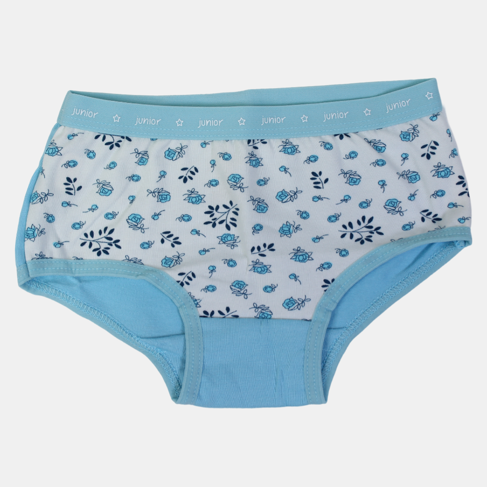 Girls Cotton Panties – Light Blue Floral Design