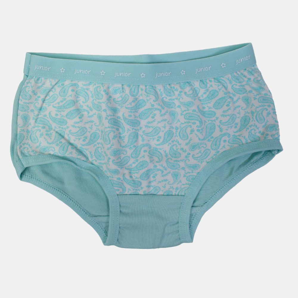 Girls Cotton Panties – Aqua Floral Design