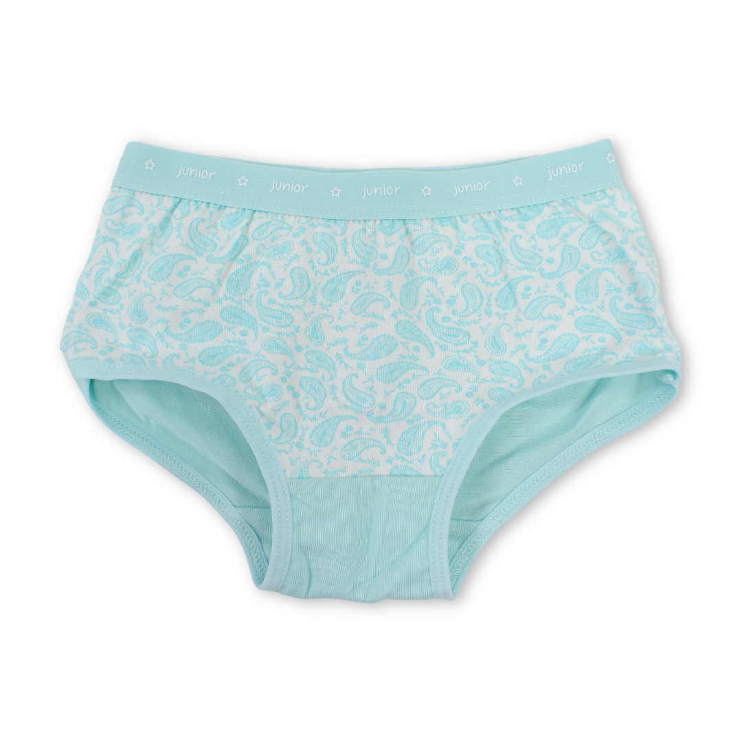 Girls Cotton Panties – Aqua Floral Design - Clothing - Junior